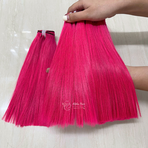 Extensiones de Cabello Humano Remy de un Solo Donante, Lisas y Sedosas, Doble Trama, Tejido a Máquina, Color Rosa Oscuro, Largo - Product Image 4