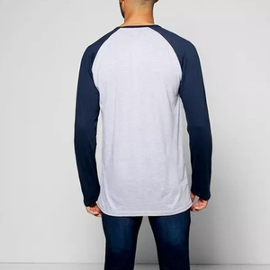 Camiseta de Manga Larga Raglán Personalizada para Hombre, Corte Estándar, Camiseta de Béisbol de Manga Larga, Ropa Urbana, Top Clásico de Algodón, OEM en Blanco - Product Image 2