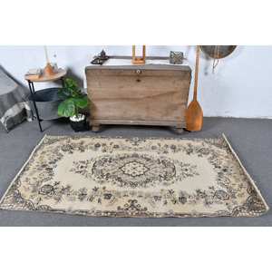 Alfombra clásica beige marrón 3,4x6,4 pies alfombras turcas - Product Image 1