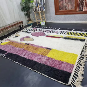 100% laine marocaine tapis fait main 8x10 taille noué à la main Orange et bleu tapis pour la décoration intérieure tapis abstrait - Product Image 1