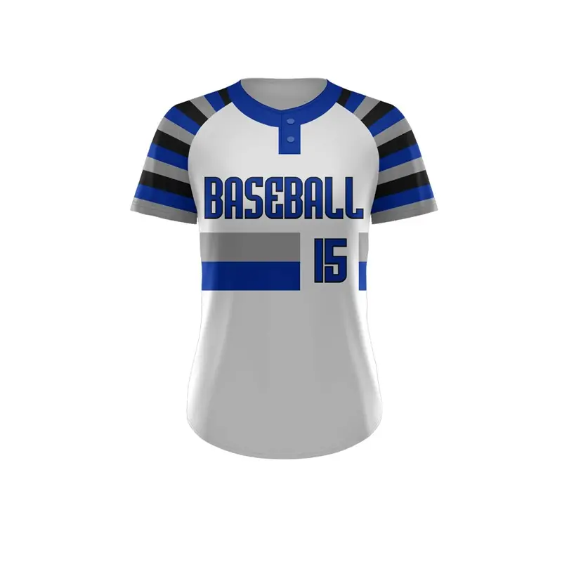 कस्टम बेसबॉल जर्सी डिजाइन मुद्रित टीम का नाम संख्या सफेद, नीले बेसबॉल शर्ट हिप हॉप स्ट्रीट शैली सॉफ्टबॉल वर्दी पुरुषों/युवा