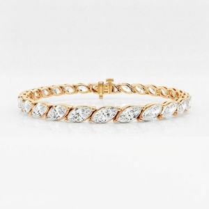 Bracelet tennis en or rose 18 carats et or blanc, diamants de laboratoire taille marquise certifiés IGI, style classique, pour usage quotidien, bijoux pour femme - Product Image 1