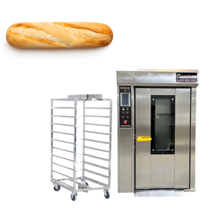 Baguette เตาอบเบเกอรี่10ถาดเตาอบแบบหมุน PE และพาเลทไม้พร้อมรถเข็นเตาอบขนมปังอุตสาหกรรม - Product Image 1