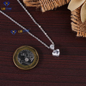 1.41 TDW Heart&Pear Cutเพชรจี้ทองคําขาวโดยLabstone/ShimmerและShineด้วยเพชร/EF-VSสี - Product Image 4