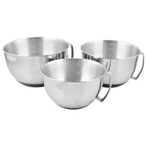 Juego de 3 cuencos medidores de acero inoxidable, utensilios de cocina esenciales de metal - Product Image 1