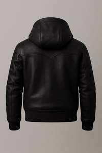 เสื้อแจ็คเก็ตหนังแท้สีน้ำตาลสำหรับผู้ชาย มีฮู้ด ซิปเต็มตัว สไตล์ลำลอง รับผลิตแบบ OEM/ODM - Product Image 5