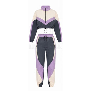 Basic Women Solid <b>Cropped</b> Tracksuit Lightweight Casual Jacket Matching <b>Jogger</b> Pants Comfortable Athletic Training Wear - Product Image 5