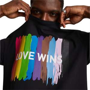 T-shirt Pride Love Wins-T-shirt noir 100% coton | Chemise de fierté LGBTQ + avec message réconfortant | Vêtements transgenres inclus - Product Image 3