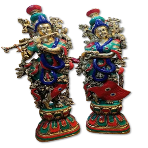 Modern Decorative <strong>Radha</strong> <strong>Krishna</strong> Idol Sculpture Semi-Precious Stone for Home Mandir Living Room Villa Decor Spiritual Gift Art - Product Image 1
