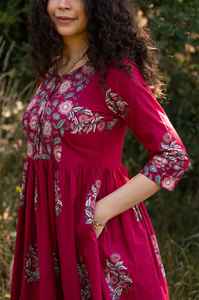 Handcrafted Amélia Bohemian Dress Ethical Cotton Block Print Holiday Dress - Product Image 6