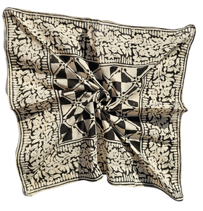 Unique Handcrafted 53x53cm Square Organic Cotton <b>Scarf</b> Bandana with Block Print Design for Women Hair Wrap <b>Neck</b> Accessory - Product Image 4