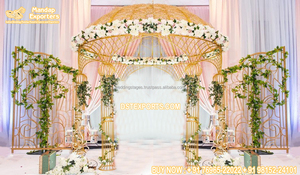 Décoration de mariage moderne, Mandap/Chuppah en métal, dernier modèle de Mandap rond en métal pour mariage, décoration de mariage anglaise, Mandap en métal CALIGFORNIA - Product Image 4