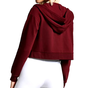 2025 nouveaux sweats à capuche en coton pour femmes de meilleure qualité 100% coton bas quantité minimale de commande sweat à capuche court personnalisé avec poche prix pas cher en gros - Product Image 6