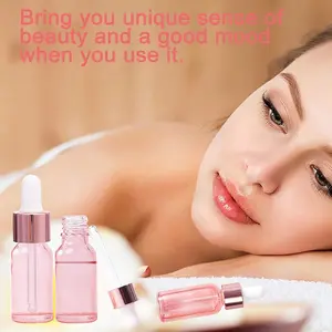 Großhandel Luxus 5ml 10ml 15ml 20ml 30ml 50ml 100ml Kosmetik Pink Pipette Essenz Serum Tropfer Glasflasche Mit Roségold Kappe