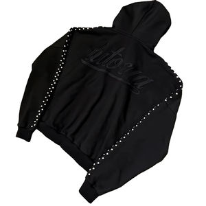 Sudadera con capucha unisex de forro polar grueso con pedrería y diseño de cristal, ideal para la temporada de invierno, pedidos al por mayor - Product Image 4