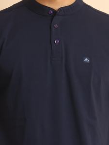 Camiseta de media manga para hombre con cuello mandarín, ropa informal de moda para trajes de oficina de todos los días, cómoda y elástica - Product Image 3