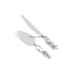 Set of 2 <strong>Silver</strong> Ware Table Decoration <strong>Cake</strong> Server and <strong>Knifes</strong> With Designing Handle Superior Quality Kitchen <strong>Cake</strong> Tool In India