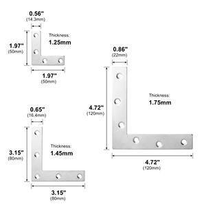 Thép không gỉ phẳng góc Brace dấu ngoặc L hình dạng góc Kết nối tấm cho đồ nội thất tủ giường Bảng khung Kết nối & sửa chữa - Product Image 3