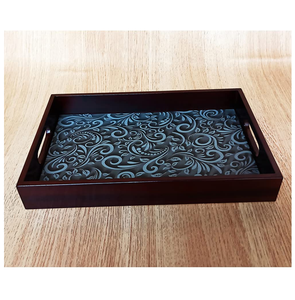 Plateau en bois de conception simple avec motif imprimé forme carrée superbe design accessoires de restauration d'hôtel top vente - Product Image 4