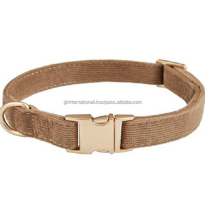 Collier de chien en coton naturel Ultra doux en trois couleurs variables collier réglable pour chien avec matériel plaqué or rose de luxe - Product Image 2
