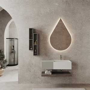 100 cm LED <b>Mirror</b> Composition with 1 Pearl Grey Drawer and Rota Drop <b>Mirror</b> - Product Image 2