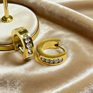 Pendientes de Aro de Acero Inoxidable para Mujer, con Zirconia, Estilo Vintage, Color Oro 18K y Plata, Joyería Elegante - Product Image 6