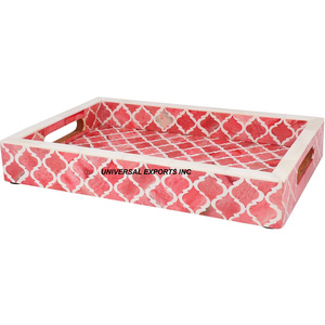 Plateau de service rectangulaire en bois, écologique, élégant, décoratif, multifonctionnel, de qualité supérieure, fait main, plateau à chocolat, neuf - Product Image 1