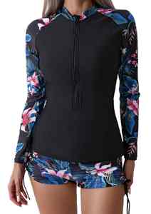 Traje de baño de manga larga para mujer personalizado Rash Guard Ropa de playa de dos piezas - Product Image 4