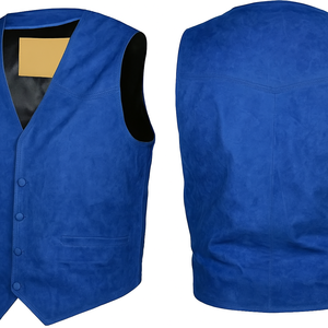 <b>Men's</b> Casual PU Vest Slim Fashion Waistcoat with <b>Belt</b> Closure and Cotton Fill for Winter Outer Wear Button Decoration - Product Image 3