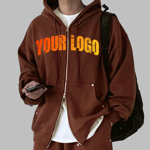 Survêtement Homme Vintage Streetwear de Haute Qualité avec Logo Personnalisé Imprimé, Ensemble à Capuche Uni et Pantalon Empilé avec Cordon de Serrage - Product Image 3