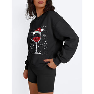Pull oversize pour femme en chenille à motif graphique, épaules tombantes, pour les fêtes de Noël et la Saint-Valentin, vente en gros - Product Image 3
