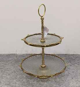 Support à gâteau rond en verre et en métal, finition dorée, présentoir haut de gamme pour desserts, fruits, biscuits et décoration de maison de luxe - Product Image 4