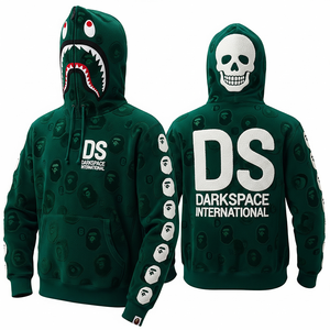 Unisex 100% algodón sólido transpirable tirar sudaderas canguro bolsillos Chenille parche bordado personalización invierno cordón - Product Image 2