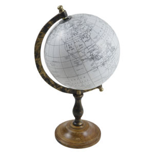 Best for Office Table Decor Design <b>Globe</b> With Wooden Rounded Based White <b>Globe</b> and Vintage Design - Product Image 1