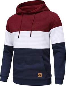 เสื้อมีฮู้ดแบบสวมหัวสำหรับใส่ในสตรีทแวร์ผ้าฝ้าย100% พิมพ์ลายดิจิตอลผ้าปะติดดีไซน์เป็นกรดสีล้วนด้านหน้าเป็นเส้น - Product Image 1