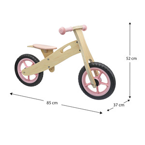 Bicicleta de equilibrio para niños ROBINCOOL, ajustable a 3 alturas con pedales, cuadro de madera rojo, 85 x 38 x 47 cm - Product Image 4