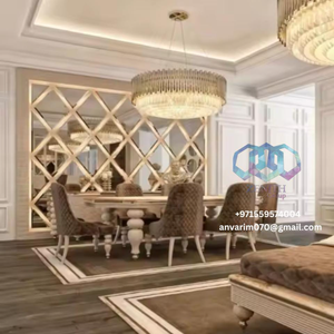 Espejo de Pared de Vidrio con Patrón de Diamantes Hecho a Mano, Moderno, para Interiores de Lujo - Product Image 2