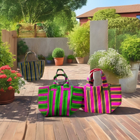 Bolsas de Playa de Plástico Hechas a Mano, Color Personalizado, Diseño Moderno Único con Rayas Tejidas de Ágata, Reutilizables, Ecológicas, Diseño Personalizado PP