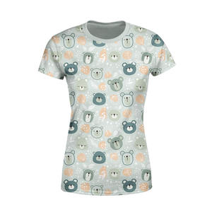 La última Camiseta deportiva de manga corta con cuello redondo OEM, camiseta de sublimación de poliéster con estampado de logotipo de gran tamaño para mujer, alta calidad. - Product Image 2