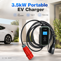 Chargeur EV portable 3,5 kW 16A Type 2 AC pour usage domestique, réglable, CE TUV ROHS, prise personnalisée, protection contre les fuites IP67