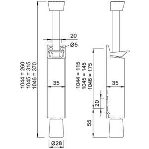 KWS Butée de porte en aluminium 1045.02, peinte argent, hauteur de levage 90 mm, pour montage comme coupe-draîche de porte - Product Image 3