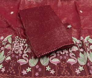 Costume de sari en soie pour femmes de haute qualité et attrayant nouveau design vêtements de fête de mariage en coton du fournisseur indien - Product Image 4