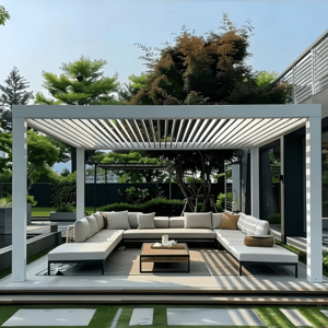 <span class=keywords><strong>Pérgola</strong></span> Bioclimática de Aluminio para Exteriores de 4x6m, 6x7, 10 Metros Cuadrados, Terraza <span class=keywords><strong>con</strong></span> Persianas y Puerta Corredera de Vidrio - Product Image 4