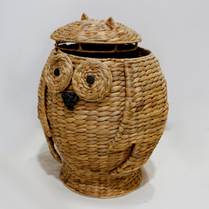 Cesta de Almacenamiento Tejida Ecológica de Jacinto de Agua, Diseño de Búho Adorable para Organización y Decoración Artística - Product Image 4