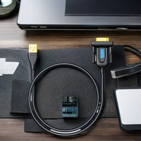 DTECH kabel adaptor USB ke RS232 DB9 jaket PVC kabel seri Video kabel Printer 1.5M