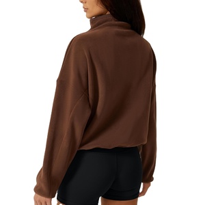 Pulls et sweats à capuche surdimensionnés personnalisés 2026 pour femme, avec demi-zip ou quart-zip, en polaire pour l'hiver - Product Image 4
