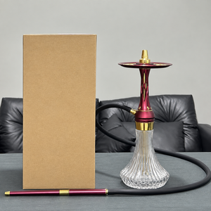 Ensemble de pipe à eau en acier inoxydable de qualité supérieure de 45 cm avec base en verre, un seul tuyau, boîte cadeau, options de couleurs pour la vente en gros - Product Image 4