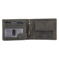 Dompet Panjang Kulit Asli Pria Anti-RFID Model Lipat Vintage dengan Dekorasi Emboss