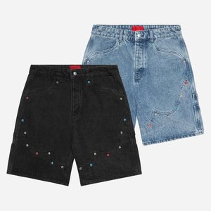 Fabricant de construction Shorts en jean de haute qualité pour hommes Streetwear personnalisé Distressed Rhinestone Shorts d'été en jean pour hommes - Product Image 6