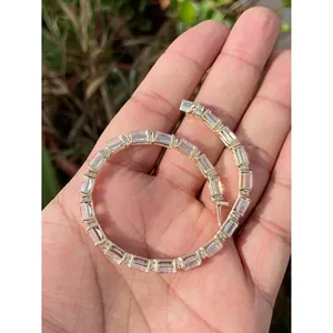 Pulsera de tenis de oro de 14k con piedra lunar arcoíris, accesorio de moda - Product Image 2
